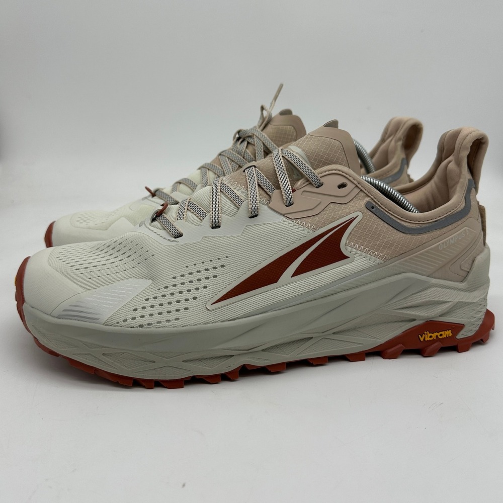 Altra Olympus 5 Mens Running Shoes 12.5 Tan White Lace Up Trail Hiking Logo NEW‎